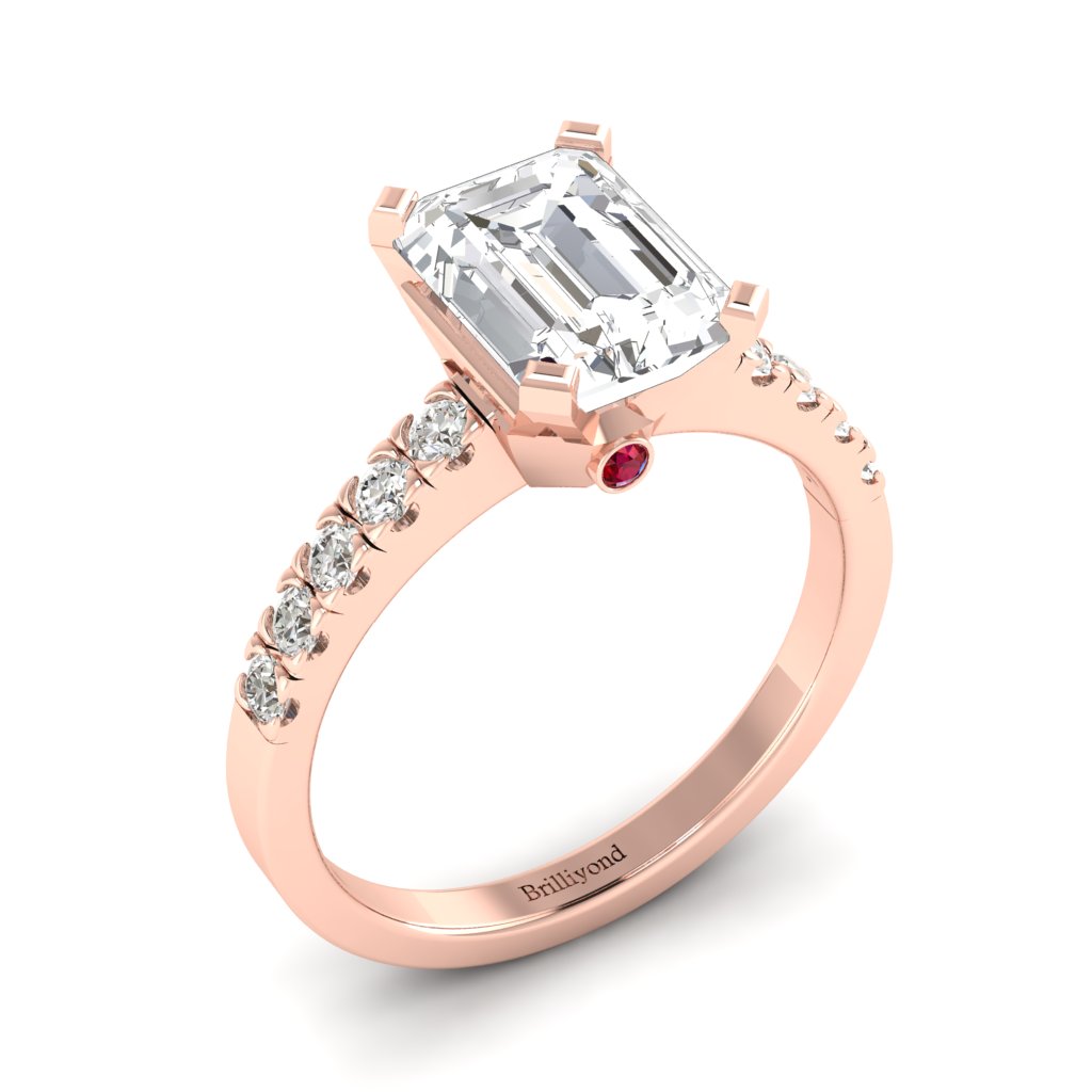 Diamond Emerald cut Engagement Ring Seaqueen in Rose Gold _image4