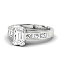 Diamond Emerald cut Engagement Ring Messardi in White Gold 