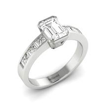 Diamond Emerald cut Engagement Ring Messardi in White Gold 