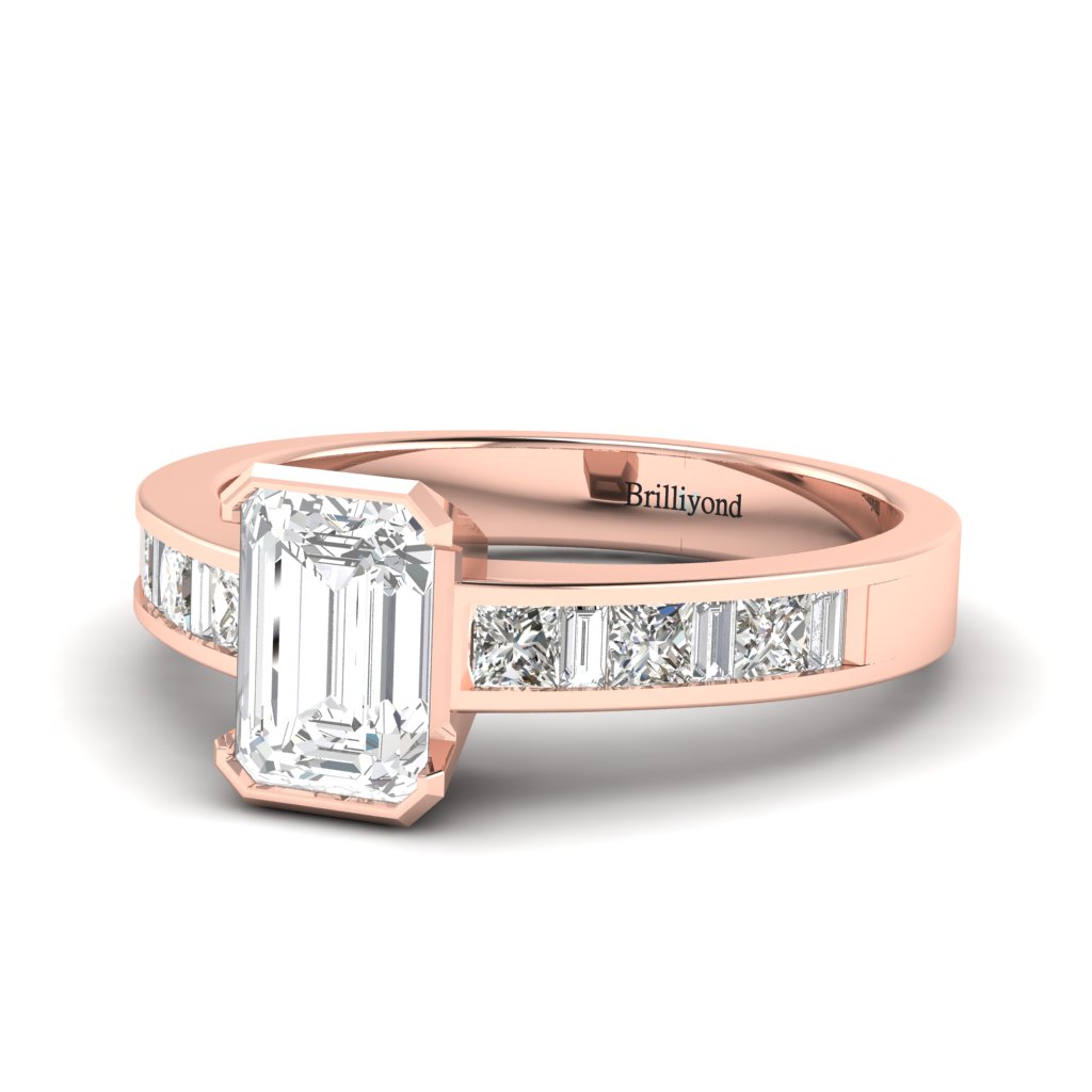 Emerald cut Diamond Engagement Ring Messardi in Rose Gold _image3