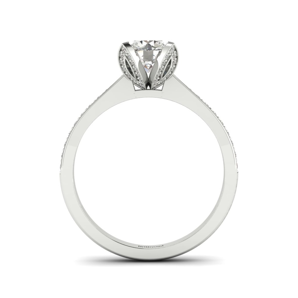 Floral Diamond Engagement Ring Tulip in White Gold 