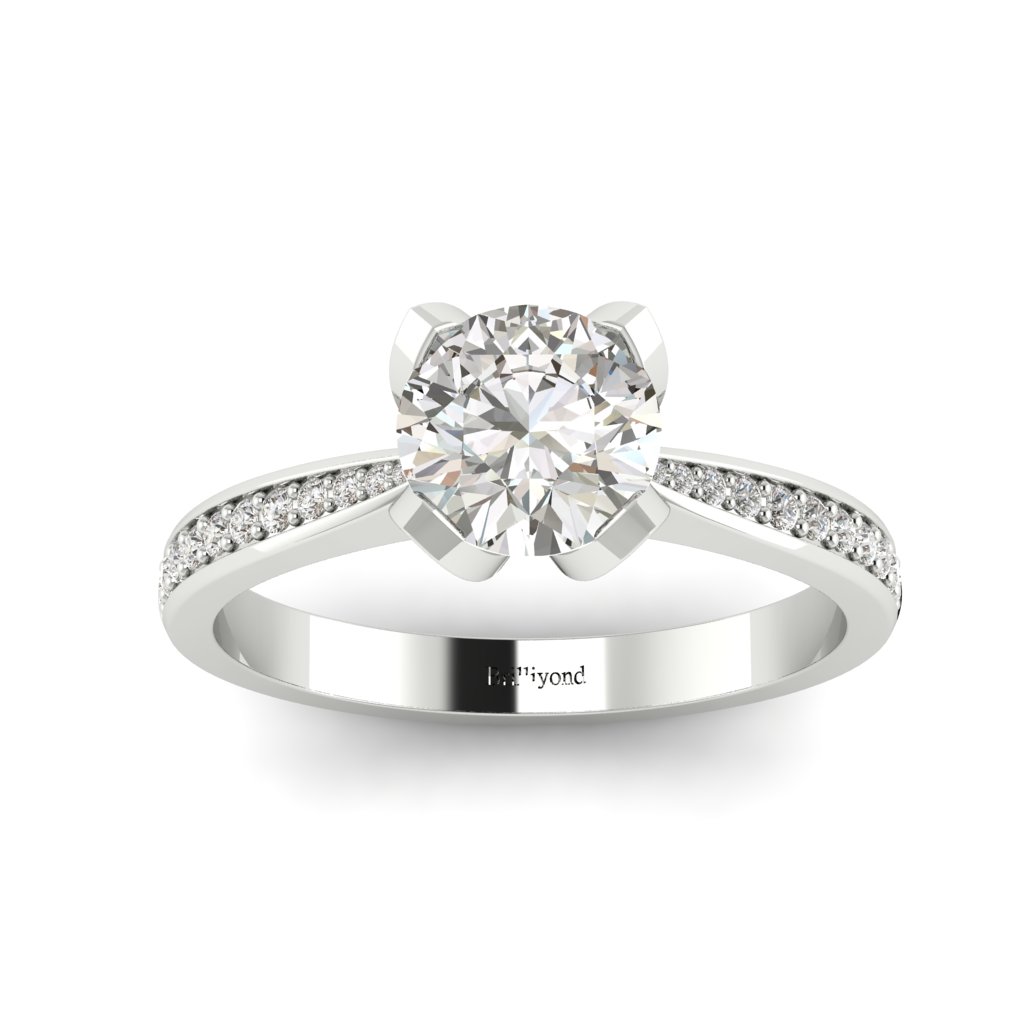 Floral Diamond Engagement Ring Tulip in White Gold 