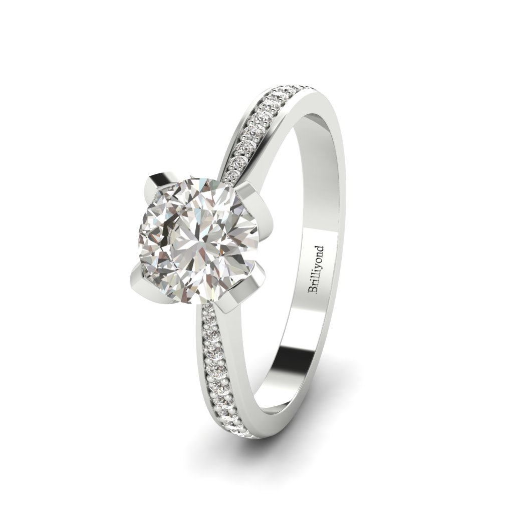 Floral Diamond Engagement Ring Tulip in White Gold _image4
