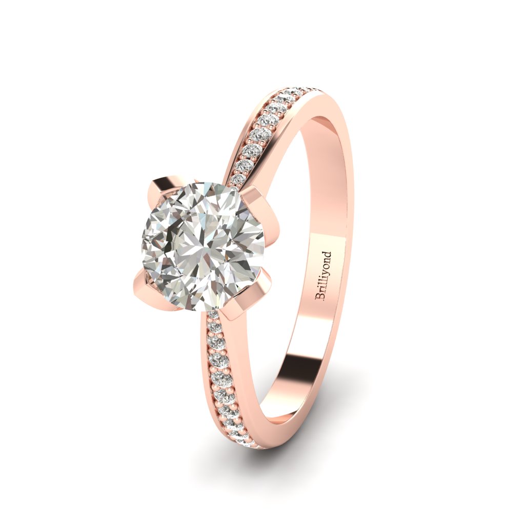 Diamond Floral Engagement Ring Tulip in Rose Gold 