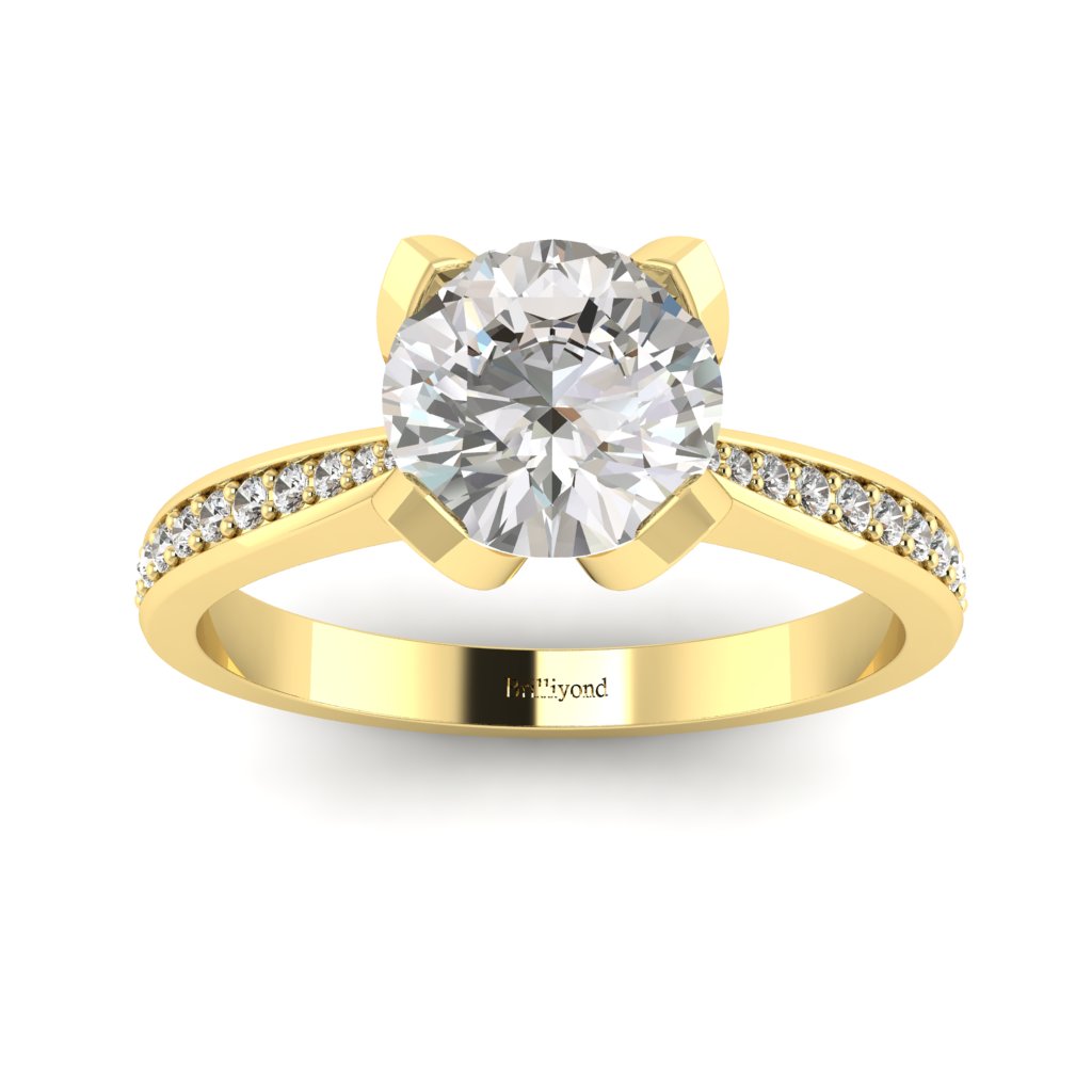 Yellow Gold White Sapphire Floral Engagement Ring Tulip_image4