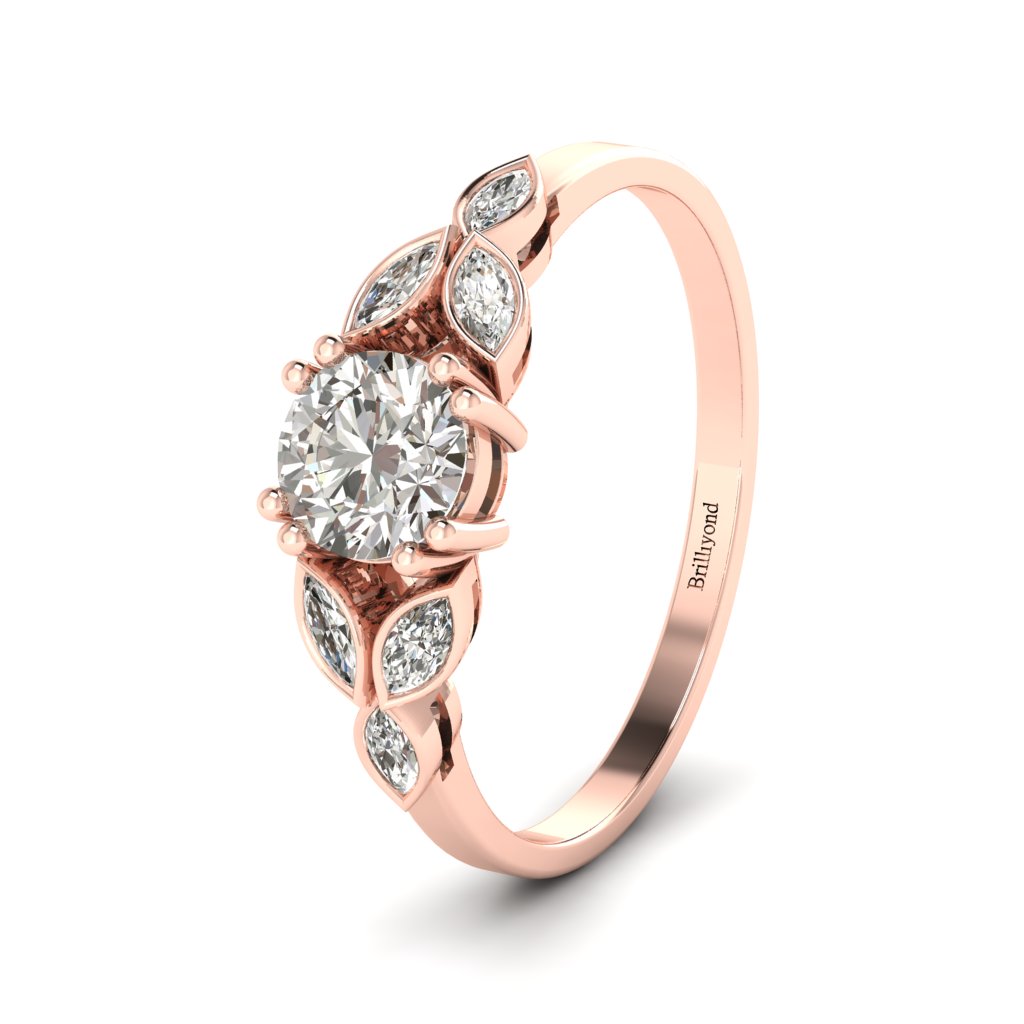 Victorian Diamond Engagement Ring Roses in Rose Gold _image3