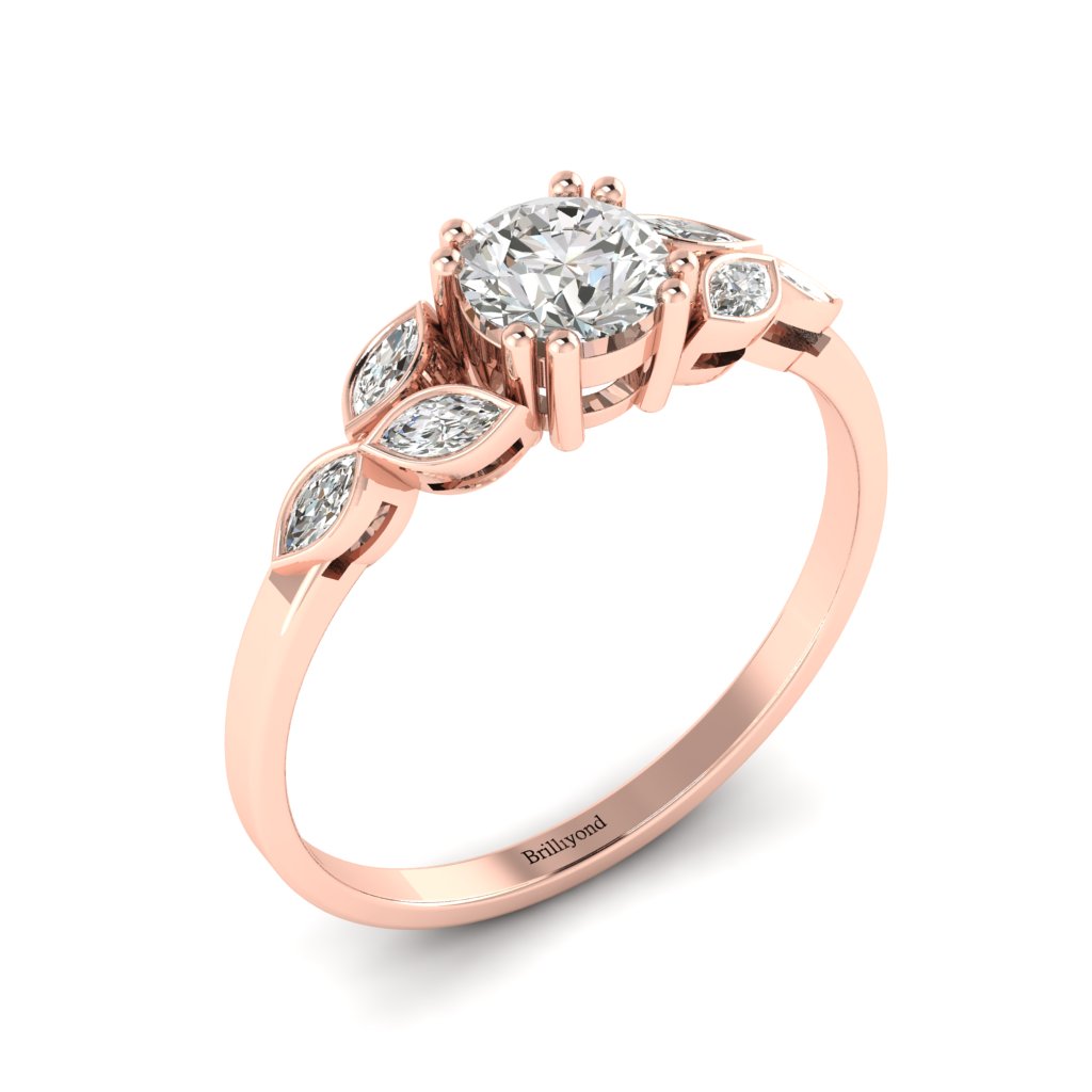 Victorian Diamond Engagement Ring Roses in Rose Gold _image4