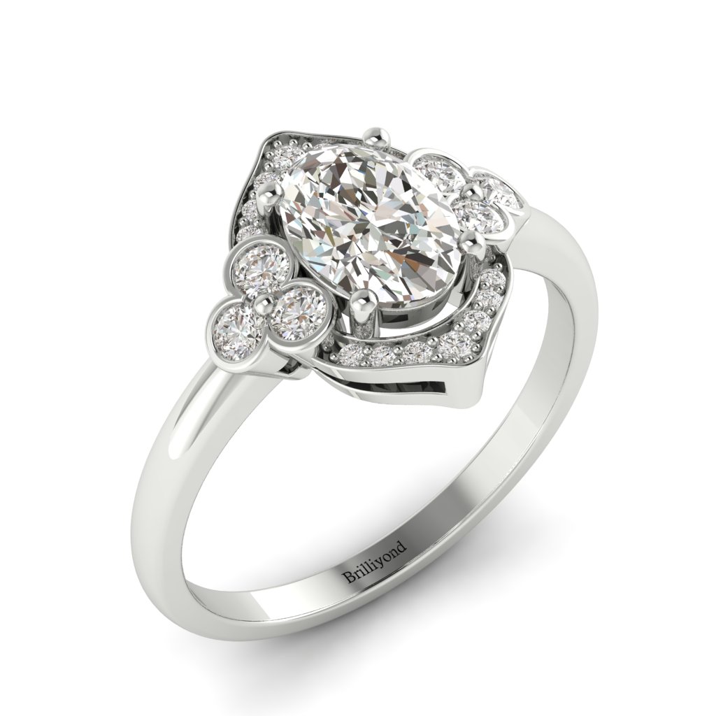 Vintage Diamond Engagement Ring Viola in White Gold _image4