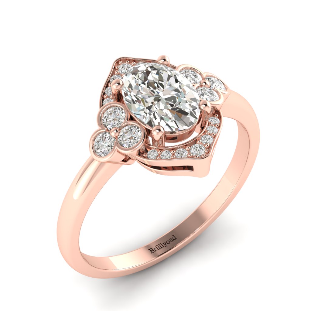 Diamond Vintage Engagement Ring Viola in Rose Gold 