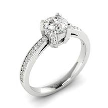 Diamond Brilliant Engagement Ring Seychelles with Diamond Accented Prongs in White Gold 