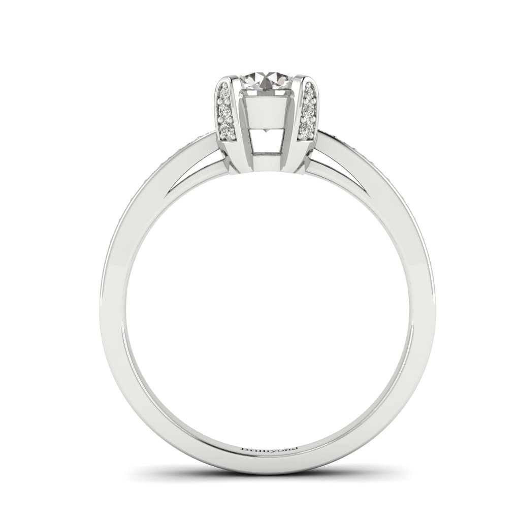 Diamond Brilliant Engagement Ring Seychelles with Diamond Accented Prongs in White Gold 