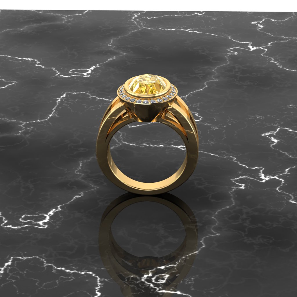 Unheated Yellow Sapphire Engagement Ring 5ct Oval with Diamonds