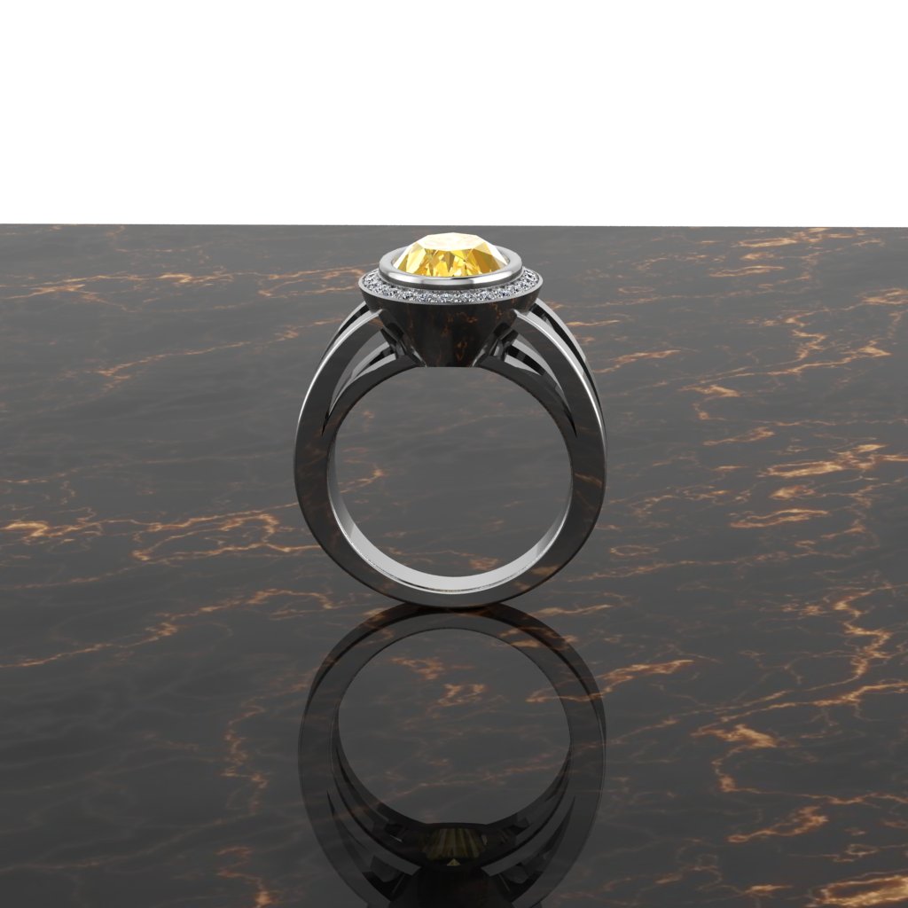 Unheated Yellow Sapphire Engagement Ring 5ct Oval with Diamonds White Gold