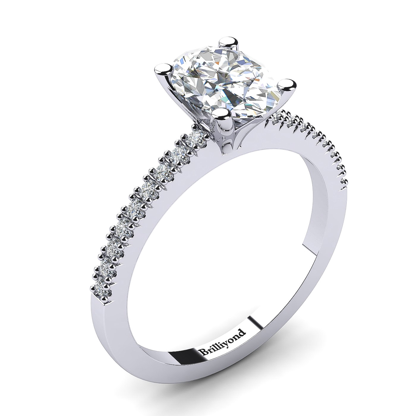 Diamond Oval Engagement Ring Chamonix in White Gold