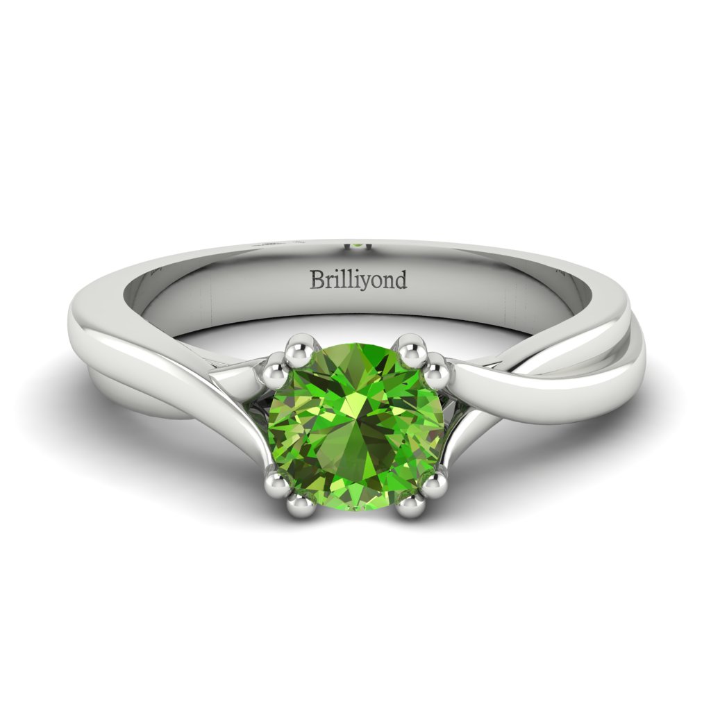 Peridot White Gold Solitaire Engagement Ring Harriet