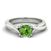 Peridot White Gold Solitaire Engagement Ring Harriet