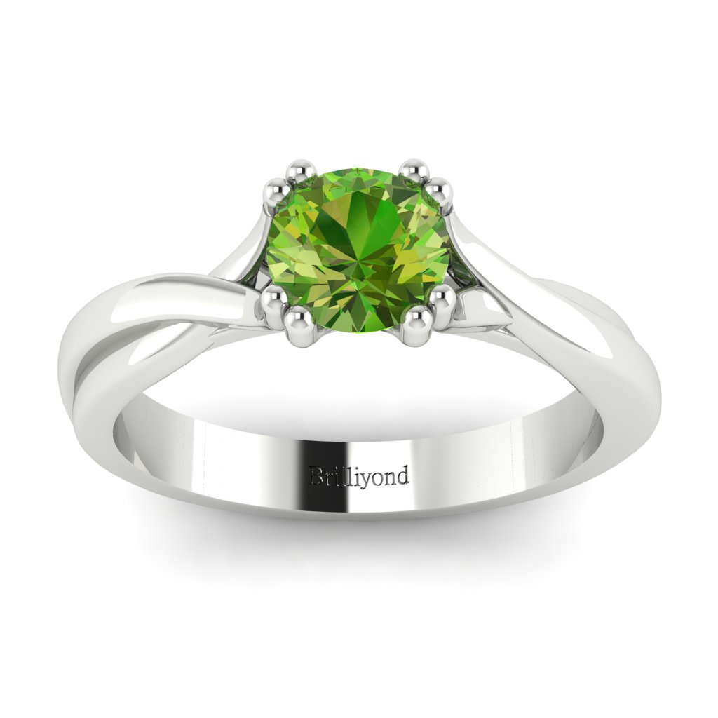 Peridot White Gold Solitaire Engagement Ring Harriet