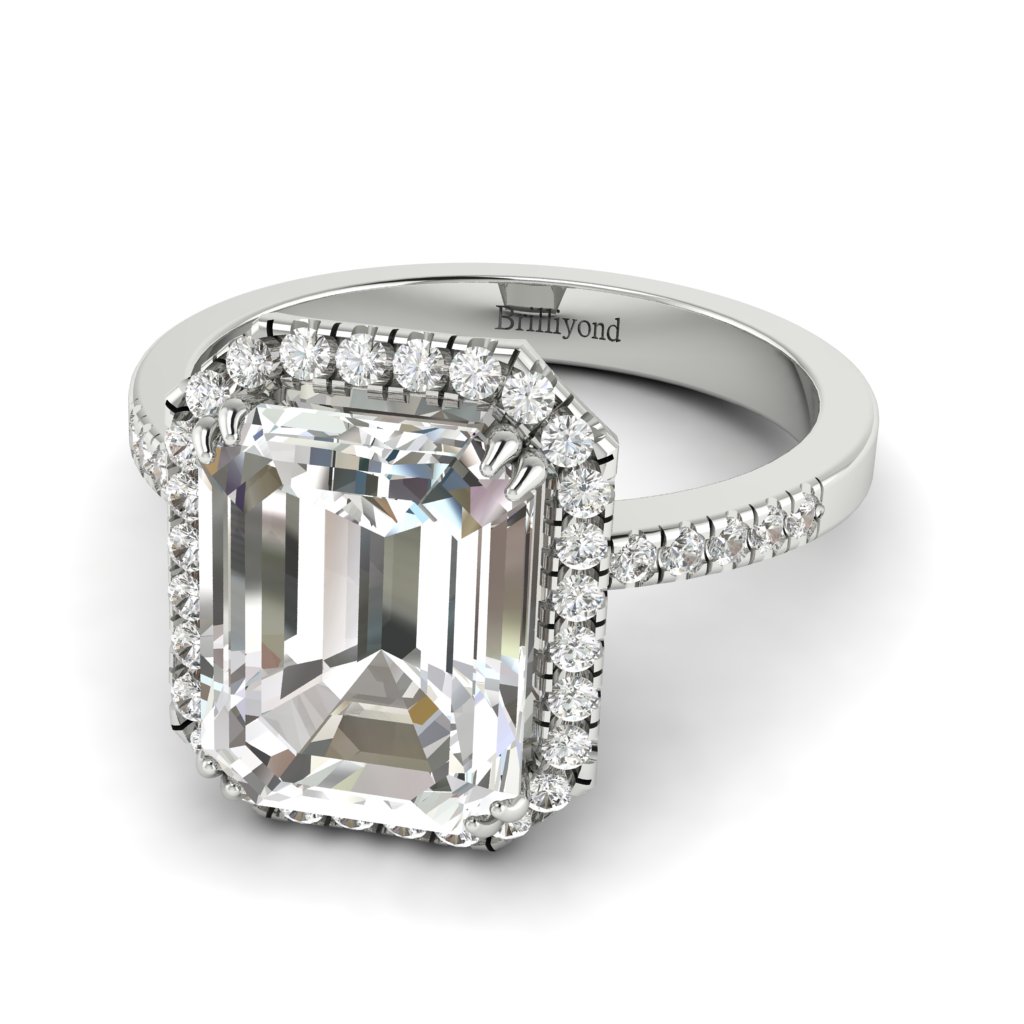 White Gold Emerald Cut Diamond Engagement Ring Apex