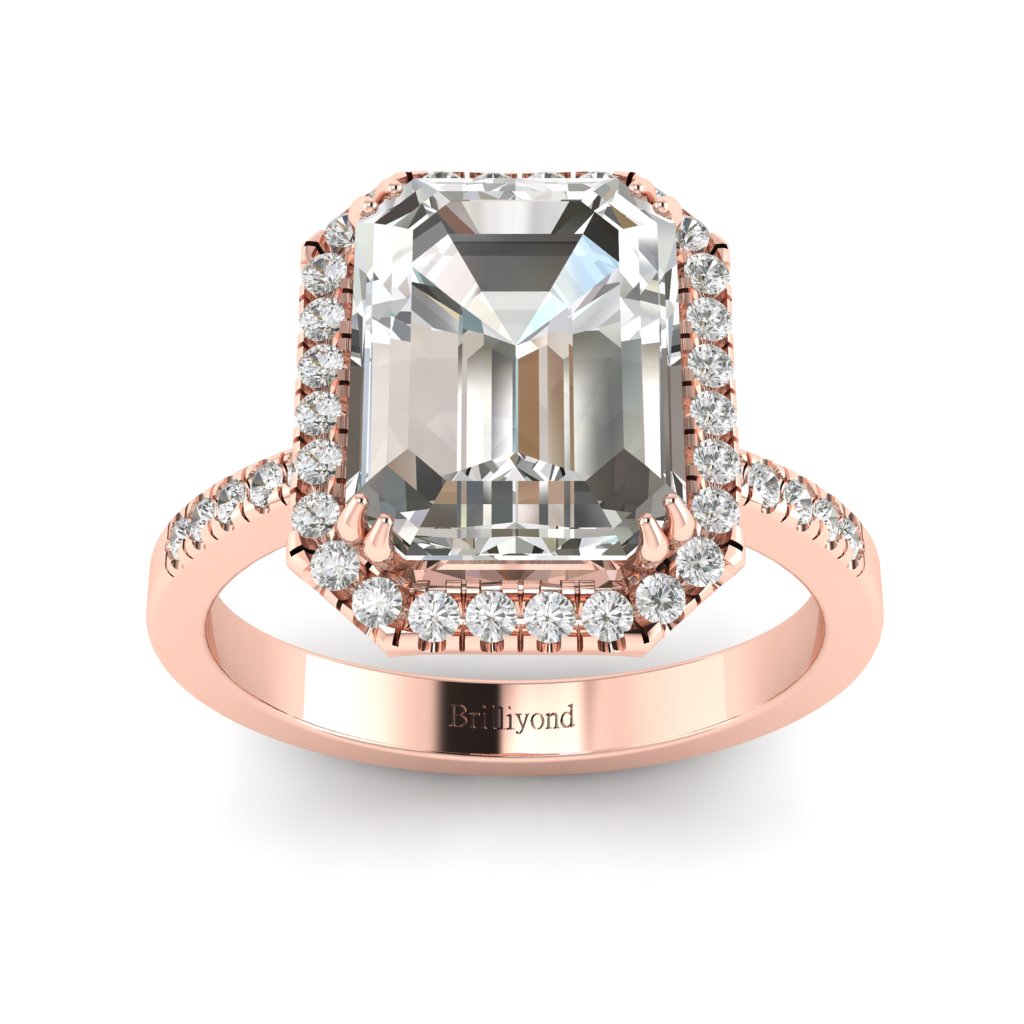 Rose Gold Emerald Cut Diamond Engagement Ring Apex