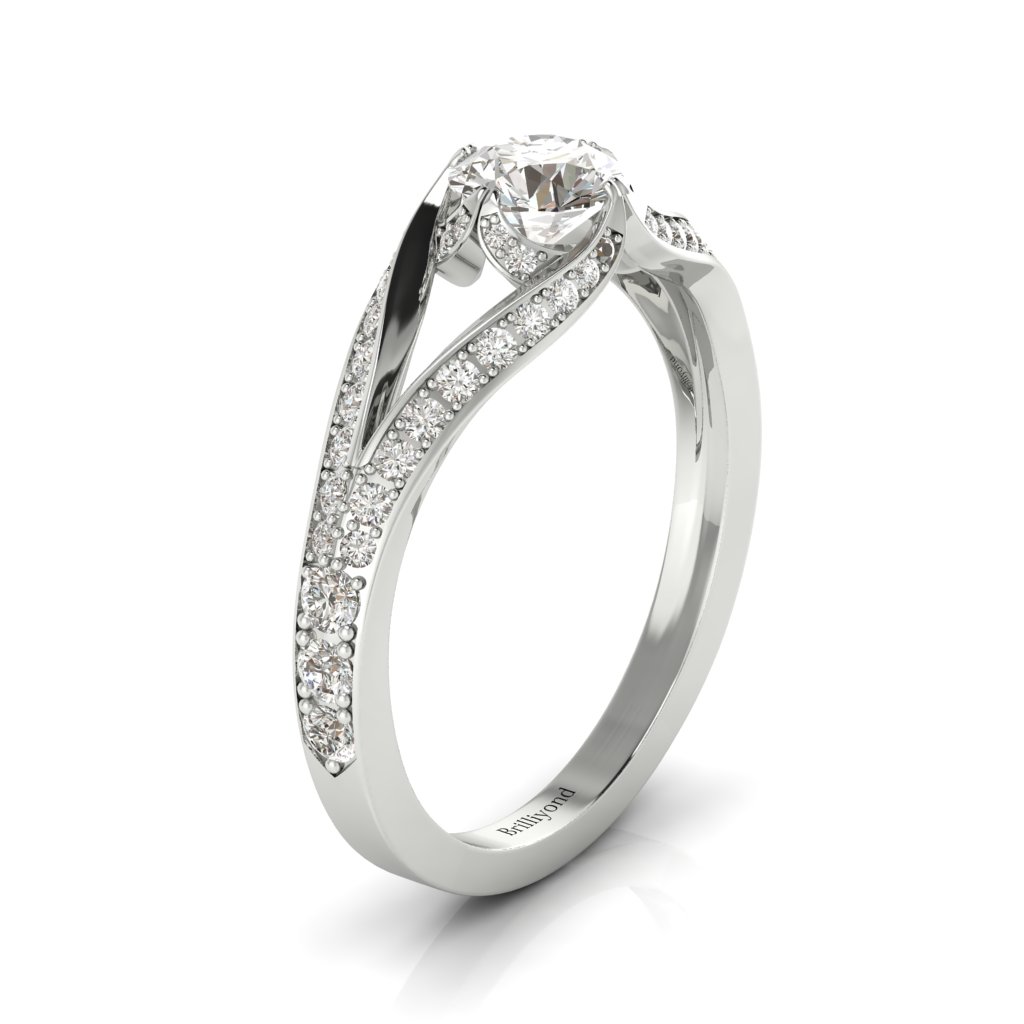 Designer Engagement Ring Peony White Gold
