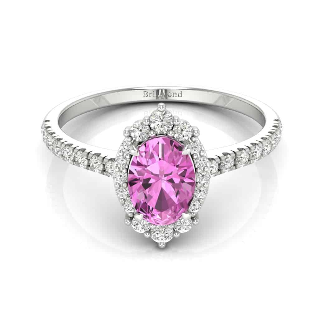 White Gold Pink Sapphire Oval Engagement Ring Imperial