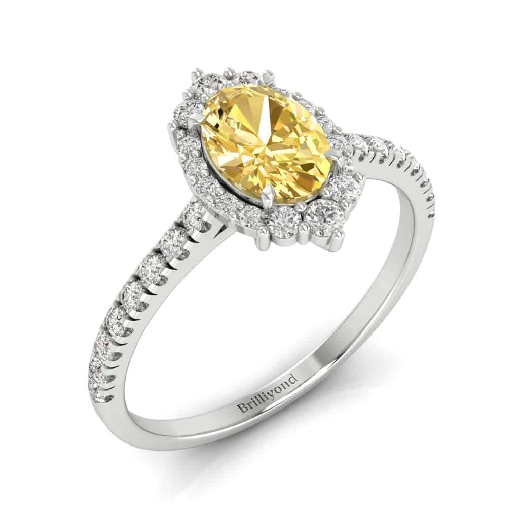 White Gold Yellow Sapphire Oval Engagement Ring Imperial