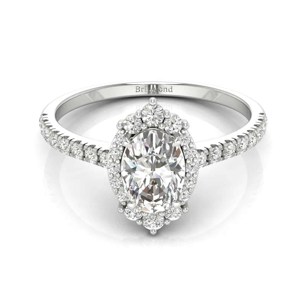 White Gold White Sapphire Oval Engagement Ring Imperial
