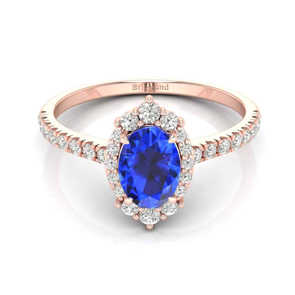 Rose Gold Blue Sapphire Oval Engagement Ring Imperial
