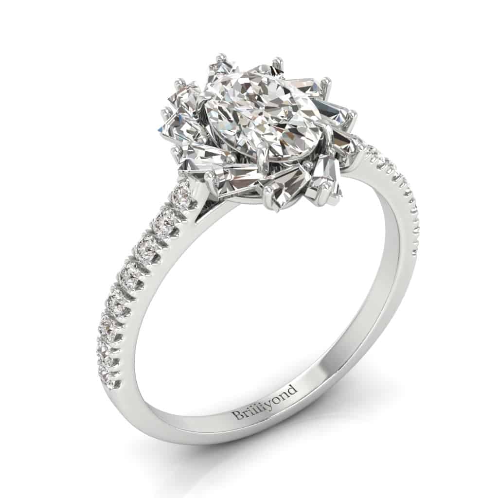 White Gold Diamond Round Engagement Ring Snowdrop