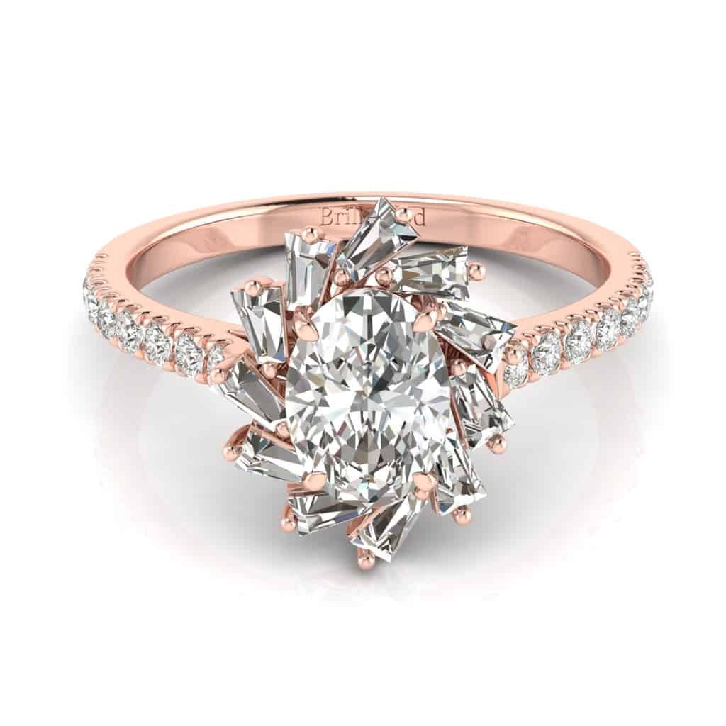 Rose Gold Diamond Round Engagement Ring Snowdrop