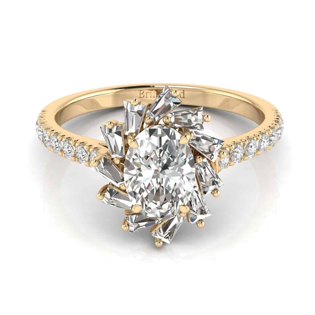 Yellow Gold Diamond Round Engagement Ring Snowdrop_image2