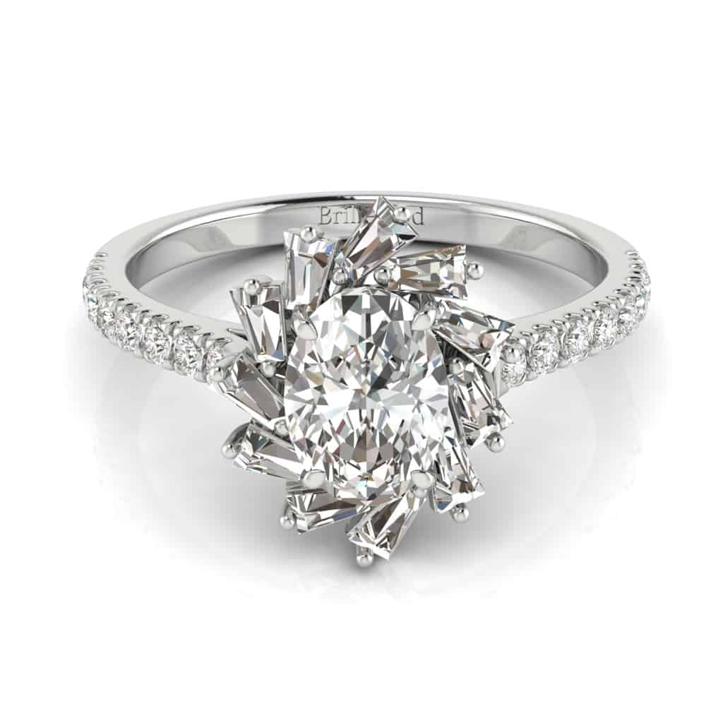 Platinum Diamond Round Engagement Ring Snowdrop