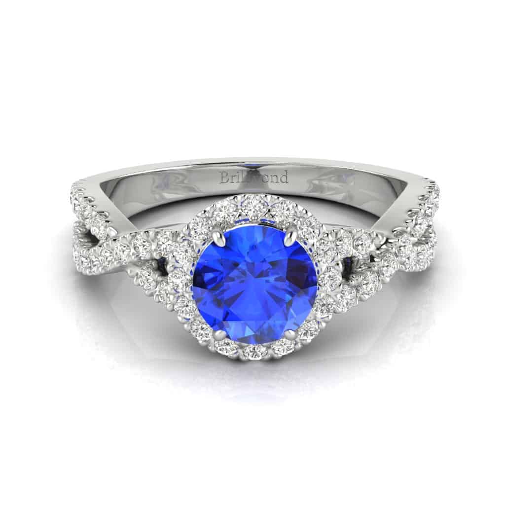 White Gold Blue Sapphire Round Engagement Ring Madelyn