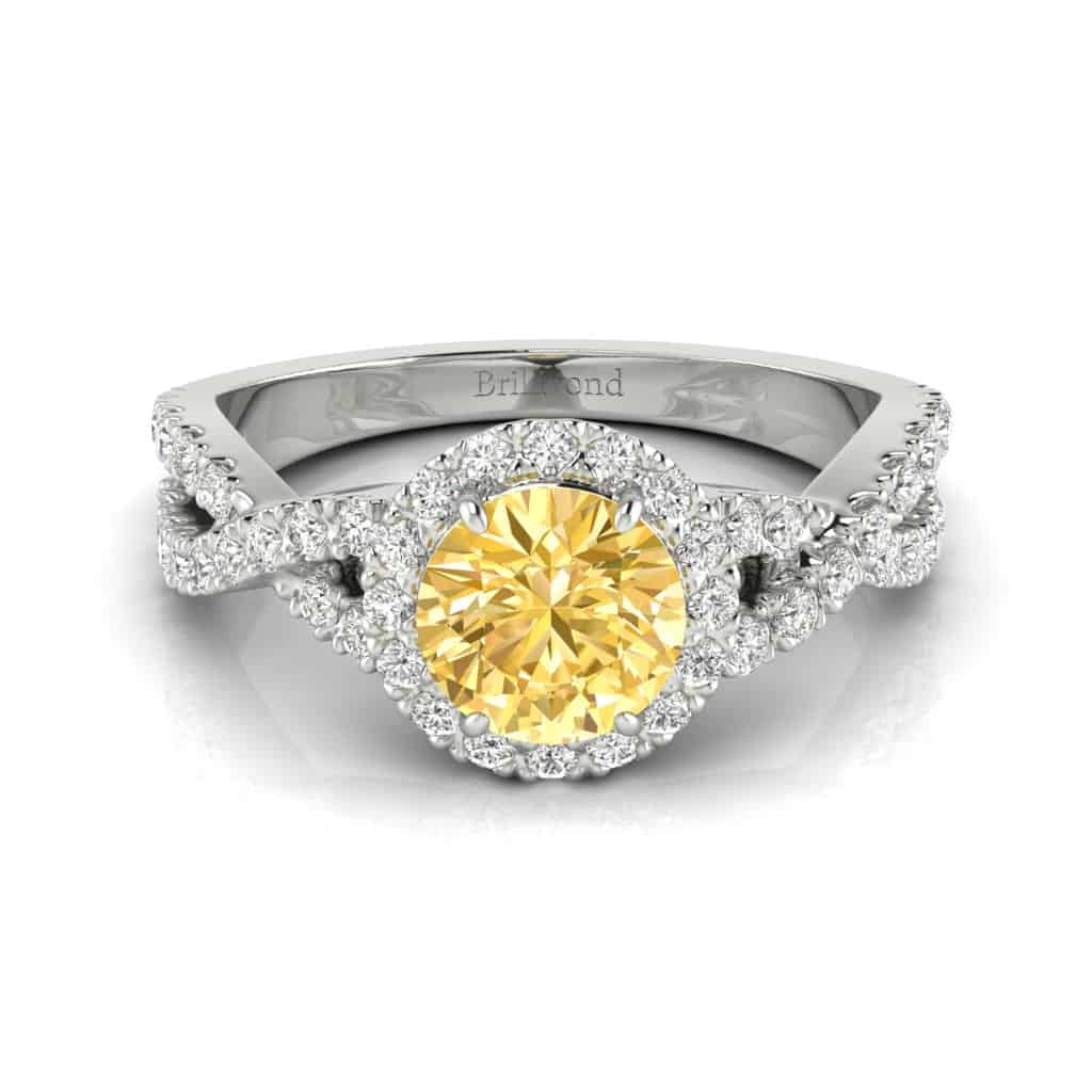 White Gold Yellow Sapphire Round Engagement Ring Madelyn