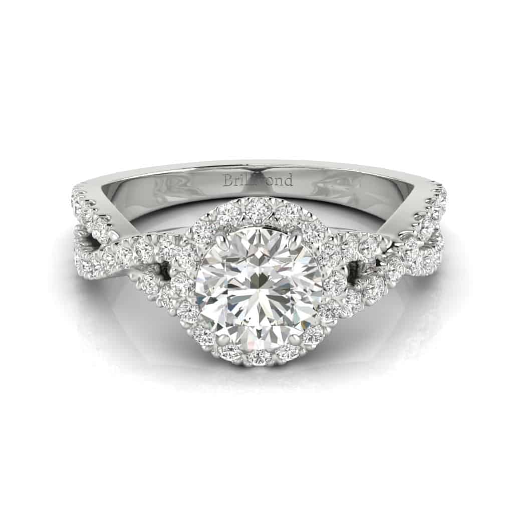 White Gold White Sapphire Round Engagement Ring Madelyn