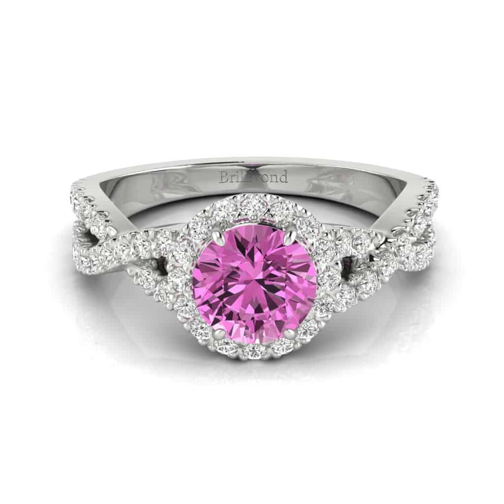 White Gold Pink Sapphire Round Engagement Ring Madelyn