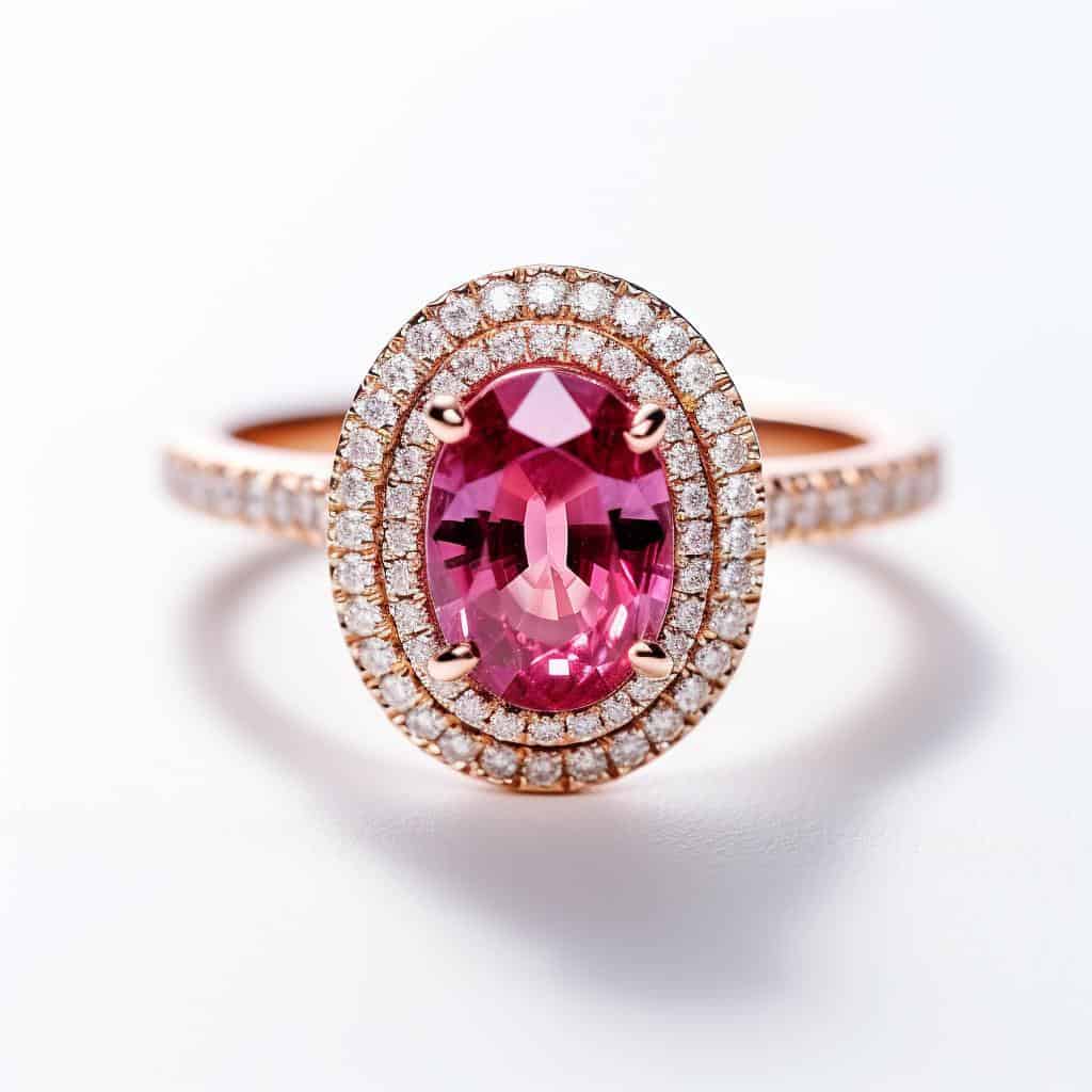 Double Halo Engagement Ring Iris with 1.23ct Natural Ruby_image1