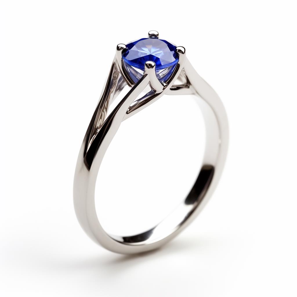 Blue sapphire split shank solitaire engagement ring Edana