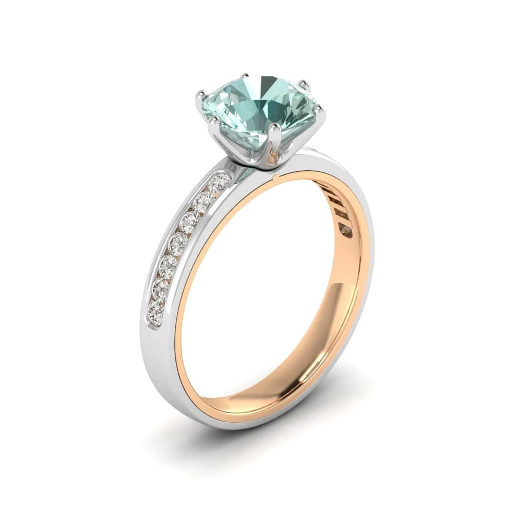 Two Tone Aquamarine Engagement Ring Nymph with 8mm Round Aquamarine_image1