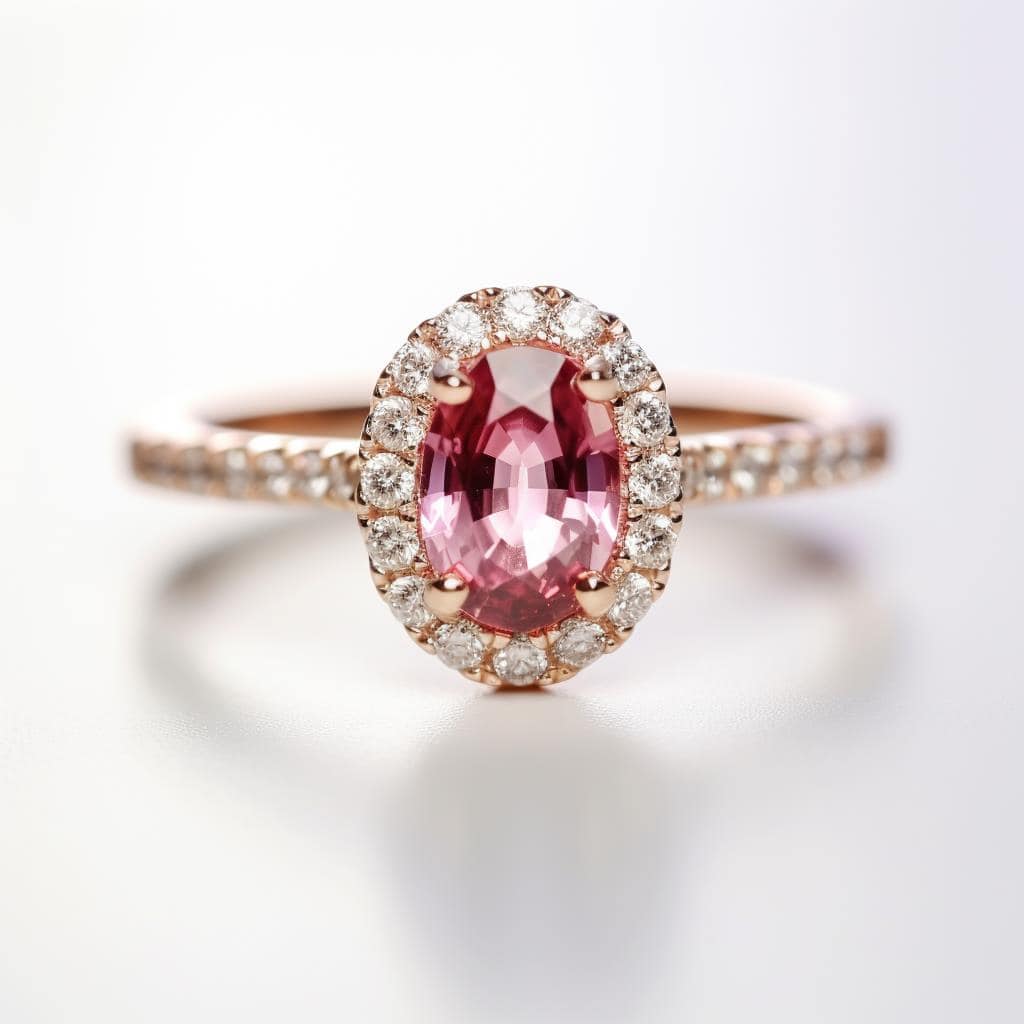 Classy Halo Engagement Ring Elena with 1.23ct Natural Ruby_image1