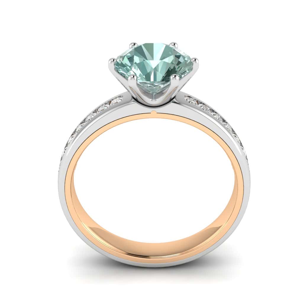 Two Tone Aquamarine Engagement Ring Nymph with 8mm Round Aquamarine_image4
