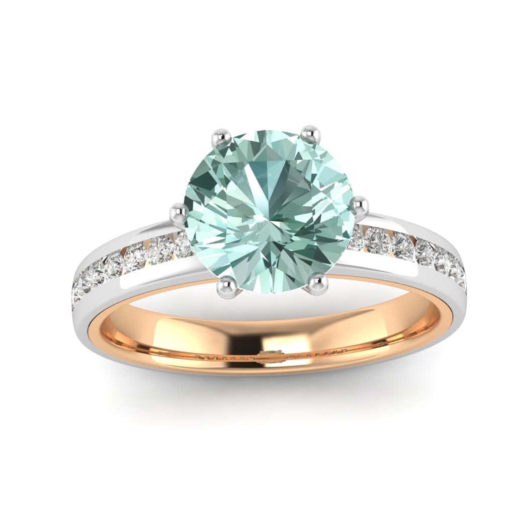 Two Tone Aquamarine Engagement Ring Nymph with 8mm Round Aquamarine_image3