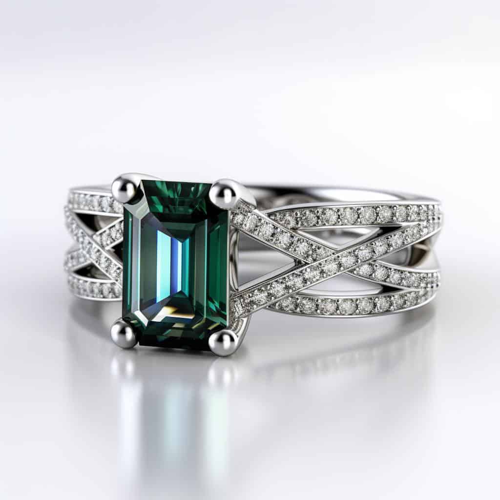 Multi Shank Green Sapphire Engagement Ring 2.0ct Theodora