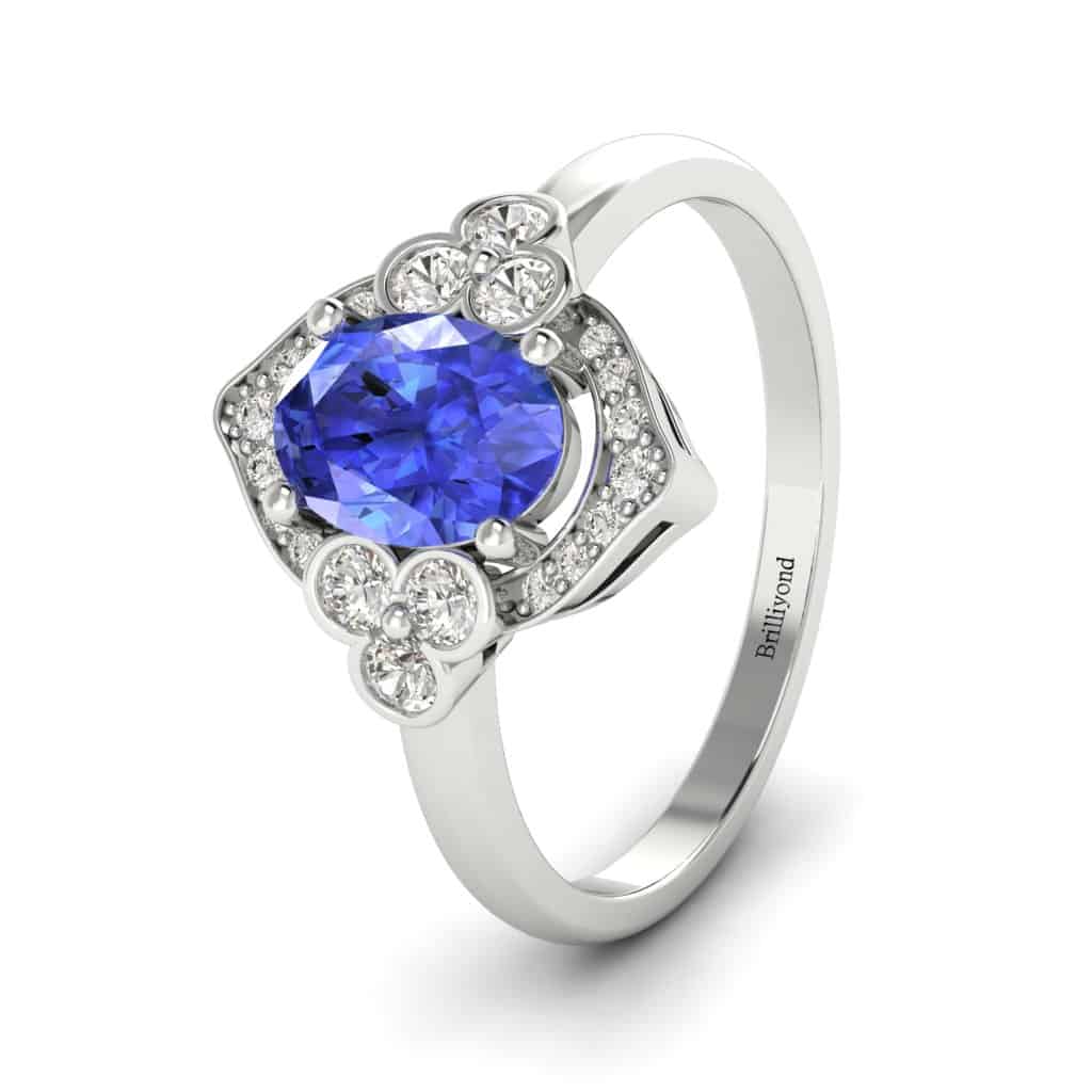 White Gold Blue Sapphire Engagement Ring Viola