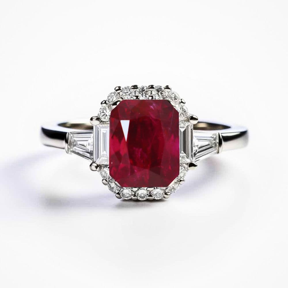 1ct Ruby Engagement Ring in 18K White Gold | Brilliyond Jewellery_image1