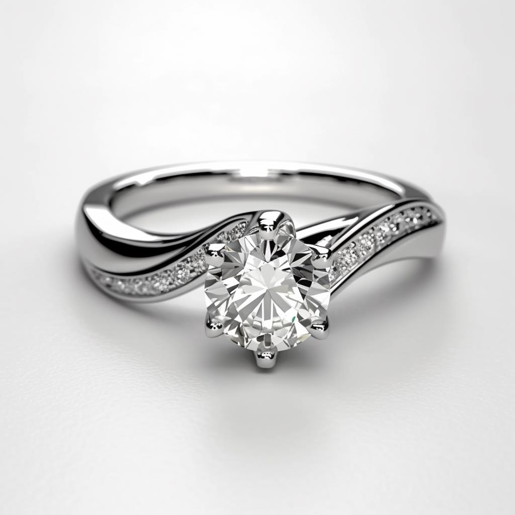Twisted Diamond engagement ring with accent stones
