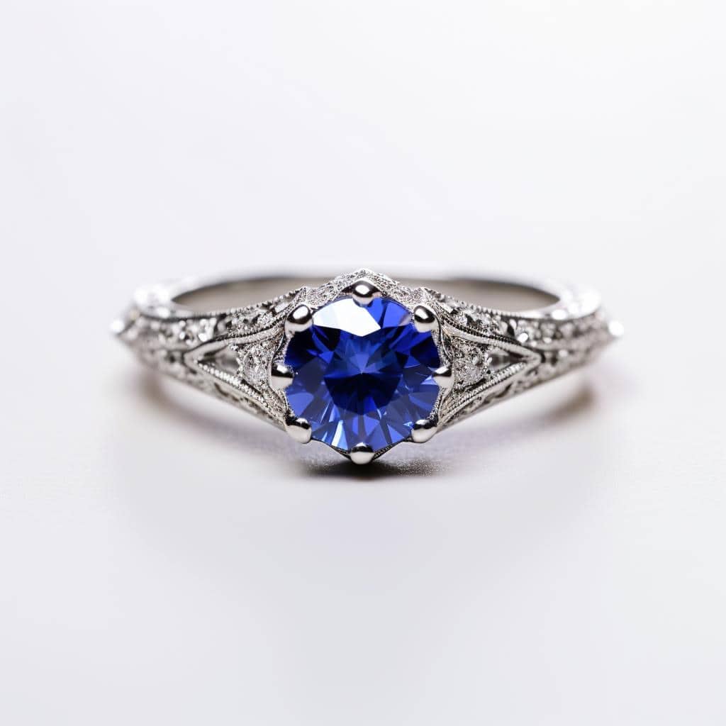 Antique Style Engagement Ring Cora with 1.3ct Royal Blue Sapphire_image1