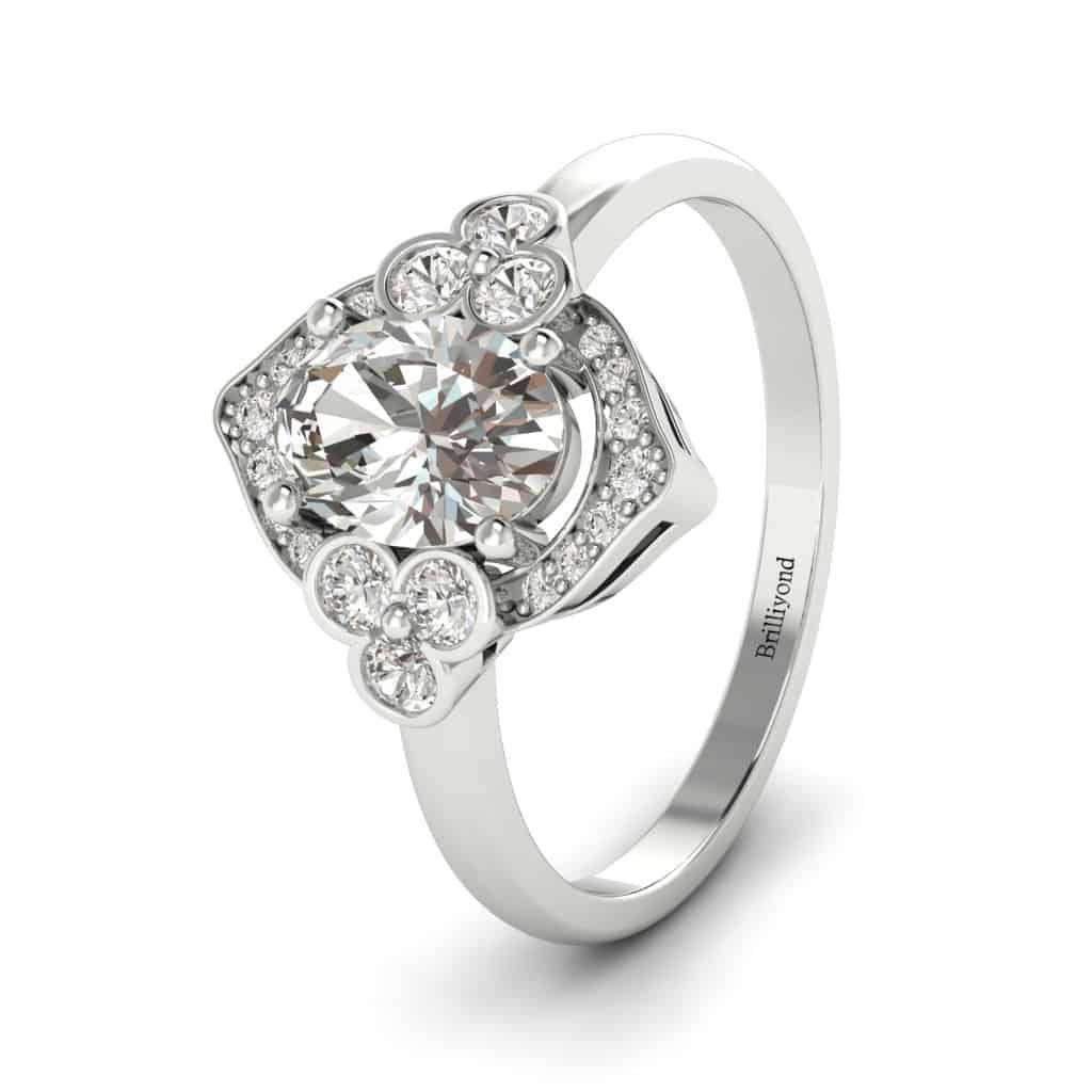 White Gold White Sapphire Vintage Engagement Ring Viola