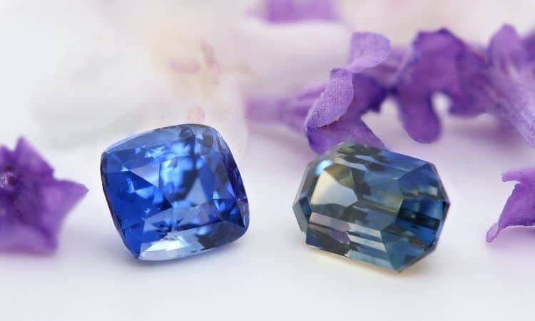 blue sapphire and a party sapphire from ceylon
