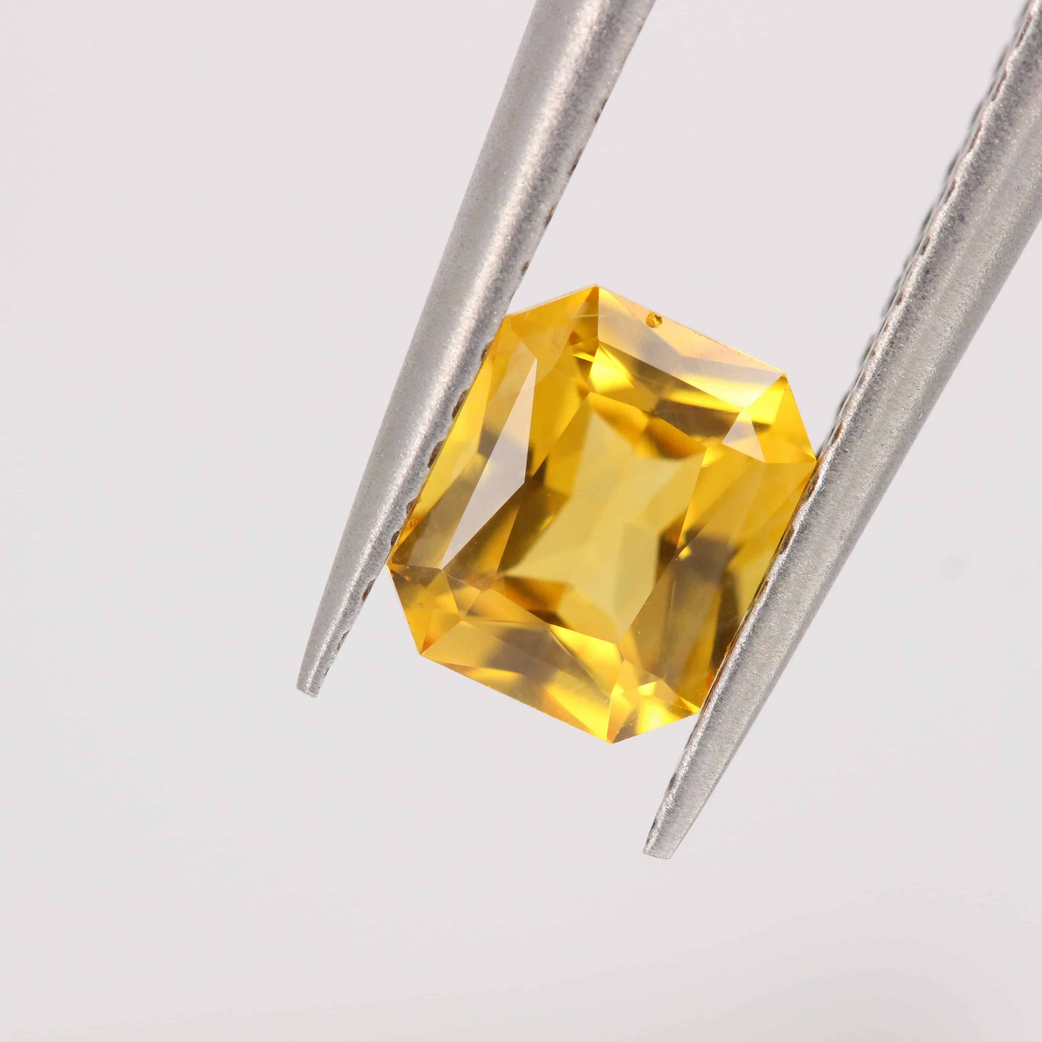 Scissor Cut Golden Yellow Sapphire Engagement Ring in 18K White Gold_image2